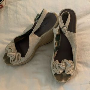 Well Loved Slingback Linen Wedges